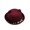 Sombrero de Orejas de Gato con Perlas Unisex para Padre e Hijo Estilo Británico Otoño e Invierno Copa Redonda Dulce y Lindo Sombrero de Navidad Año Nuevo Graduación