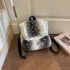 Mochila para Mujer, Bolsa de Cordón de Peluche de Reno, Mochila Navideña, Mochila de Peluche para Mujer