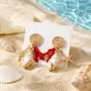 Brincos de Concha e Coral Estilo Férias no Oceano Tropical para Mulheres, Brincos Exagerados para Viagem à Praia no Verão, Fornecimento Transfronteiriço da Moda