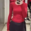 Colección Chaqueta Roja de Año Nuevo Yoga Deportes Running Cárdigan Sudadera Chaqueta de Cuello Alto Top Delgado de Manga Larga para Exteriores