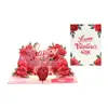 Nueva Tarjeta de Felicitación Pop-Up para el Día de San Valentín Rosa Romántica Amor 3D Estéreo Tarjeta de Aniversario Plegable Tarjeta Transfronteriza