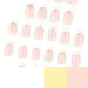 Unhas Vestíveis de Borda Branca Francesa Simples Mais Vendidas Transfronteiriças Unhas Vestíveis Amêndoa Curta Manicure Curva Dourada Unhas Postiças