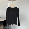 Blusa de Tricô Taochuan com Gola Redonda e Design Slim para Mulheres 25 Inverno Design de Botão Camisa Básica para Axila Yl369