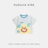 Roupas Infantis Dudu: Camisetas 100% Algodão para Meninas, Conjuntos de Verão com Manga Curta para Meninos, Tops Infantis com Desenho, Roupas Infantis da Moda