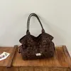 Bolso casual para mujer estilo coreano, bolso de hombro moderno y versátil, bolso de mano de gran capacidad para el trabajo, bolso tote vintage con estampado de leopardo