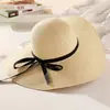 Chapéu de Verão 2019 Feminino Aba Larga Laço Chapéu de Sol Chapéu de Palha Feminino Viagem ao Ar Livre Proteção UV Chapéu de Sol