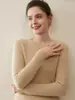 Suéter Redondo de Cashmere 100% para Mujer con Puntada Yuanbao de Siete Agujas, Estilo Corto, Color Sólido, Corte Holgado, Top Grueso de Punto Base