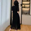 Vestido de Encaje Texturizado de Lujo Ligero Transfronterizo para Mujer, Estilo Francés Elegante de Verano Talla Grande, Vestido Súper Adelgazante con Cuello en V
