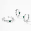 Pendientes de Plata de Ley 925 Nuevos Sencillos Retro Malquita Bambú para Mujer Moda Elegante Gama Alta Nuevos Pendientes Chinoserie