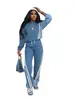 Tw778 Conjunto de Dos Piezas para Otoño e Invierno Estilo Deportivo Europeo y Americano Bloques de Color Rayas Contrastantes Sudadera de Manga Larga con Cordón Pantalones con Cordón