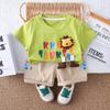Roupas de Verão Desenho Animado Leãozinho Bebê 2025 Nova Moda Roupinhas para Meninos Pequenos Terno Casual Manga Curta para Meninas Venda por Atacado