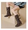 Botas Nicho Femininas, Botas da Moda Início do Outono, Botas Altas, Botas da Moda Francesa, Botas Médias Retrô de Salto Grosso Cowboy Ocidental
