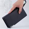 Dropshipping Clutch Longa Multifuncional com Zíper e Múltiplos Porta-Cartões, Clutch Pequena de Grande Capacidade, Carteira Masculina de Couro Genuíno