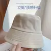 Sombrero de Pescador de Algodón Puro para Mujer Primavera y Otoño Estilo Coreano Estilo Japonés Color Sólido Sombrero Cubo Verano Protección Solar Facial Sombrero Cubo