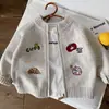 Cárdigan de Punto para Niños Otoño Invierno Ropa de Punto para Bebé Abrigo Estilo Coreano Nuevo Cárdigan para Niñas Top con Bordado de Dibujos Animados