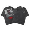 2025 Novo Estilo Estampa Anime Antigo Sombrio Camiseta Street Retro Street Tendência Gola Redonda Manga Curta para Homens
