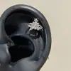 Clavo de Oreja Nuevo Estilo Zircón Brillante de Saturno con Forma de Lazo Clavo de Oreja de Zircón Brillante para Mujer Combinación Versátil Lujo Ligero Clavo de Oreja de Gama Alta