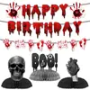 2025 Halloween Nuevo Diseño de Fiesta de Horror Sangrienta Bandera de Cumpleaños de Mano Sangrienta Juego de Adornos de Panal Venta al por Mayor