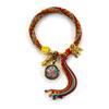 Pulsera de cuerda de mano thangka de Xizang ocho santos patronos cinco maestros madre verde thangka pulsera tejida a mano estilo Xizang pulsera de reencarnación
