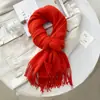 Bufanda Ambiente Otoño e Invierno Sentido Color Sólido Cachemira Damas Temperamento Nicho Artístico Suave Cerosa Cálida Bufanda Chal con Borlas