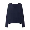 Comercio Exterior 2025 Otoño Nuevo Estilo Europeo y Americano Moda Femenina Casual Holgado Suave Cuello en V Tejido 2142162