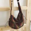 Bolso de Lana a Cuadros Estilo Dumpling Otoño e Invierno Estilo Japonés Ins Retro de Felpa Bolso Cruzado Casual para Chica Bolso de Hombro para Viajes