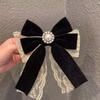 Clip de cola de caballo con lazo de cinta a juego con diamantes de hadas estilo Chanel, clip superior, clip de resorte de celebridades cibernéticas, horquilla, accesorios para el cabello