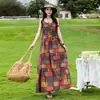 Nuevo Vestido de Verano de Algodón y Seda con Tirantes para Mujer, Elegante y Adelgazante, Vestido Largo Casual para Vacaciones en la Playa
