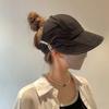 Sombrero de Sol de Mismo Estilo que Zhao Rusi Moda Simple para Mujer Cola de Caballo Alta Parte Superior Abierta Sombrero de Sol Plegable Sombrero de Pescador