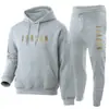 Sudadera con capucha informal para hombre y mujer 2025, conjunto, chaqueta con capucha de marca estampada de moda, forrada de forro polar, Otoño e Invierno