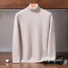 Nuevo Suéter de Cachemira para Hombre de Importación Cuello Alto Color Sólido Manga Larga Otoño Invierno Capa Base Cálida Tejido de Punto Estilo Casual de Negocios de Lujo Ligero