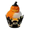 Halloween Hollow Preto Papel Cupcake Envolvente Teia de Aranha Castelo Abóbora Bruxa Fantasma Ponto Atacado