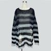 Suéter Nuevo Punk Lazy Mohair Holgado Roto Rayas Degradado Arcoíris Largo Medio Suéter de Mujer