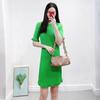 Roupa Feminina Estilo Francês 2024 Início do Outono Novo Vestido Evasê Elegante Estilo Commuter com Mangas Médias e Bordas Babados para Mulheres
