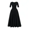 25 Faldas Largas Plisadas Estilo Ballet Sexy Ajustadas de Verano para Mujer, Vestido Ajustado de Manga Tres Cuartos con Cuello en U