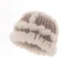 Chapéu de pele de coelho infantil inverno estilo coreano rosto pequeno tudo combina chapéu de lã tricotado pelúcia chapéu balde pescador fofo moda