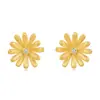 Brincos de Tarraxa de Margarida Escovada Feitos à Mão na Itália para Mulheres, Brincos de Prata Esterlina S925 Estilo Vintage, Brincos de Design de Nicho Atacado