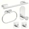 Estante de Toallas de Cinco Piezas de Acero Inoxidable Barra de Toallas para Baño Accesorios de Baño Estante de Toallas de Baño Barra de Toallas para Baño Transfronterizo