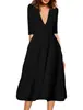 Comercio exterior Europeo y Americano Comercio exterior primavera y verano nuevo sexy vestido de manga corta con escote en V profundo ebay vestido de longitud media