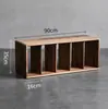 Gabinete de Celosía de Madera Maciza de Combinación Libre Nogal Negro Esquina Redondeada Librero Mesa Lateral Minimalista Moderna Sala de Estar Mesa de Noche Dormitorio