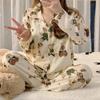 Pijama nuevo de oso de peluche para mujer estilo coreano celebridad de internet ropa para el hogar pijama transfronterizo 2022 primavera y otoño traje de manga larga
