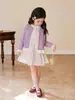 Conjunto de ropa morado para niña Ningli para primavera y otoño, diseño floral, nuevo estilo 2026, vestido moderno y a la moda para niñas