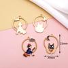 Pendientes de aleación con aceite de goteo de la serie Princesa, material de bricolaje, dibujos animados de gato, póker, conejo mágico, accesorios de joyería, colgante