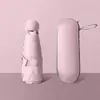 Paraguas de cápsula de bolsillo 50% de descuento sombrilla compacta portátil mini sombrilla para el sol para mujeres, protección UV, logo personalizable