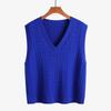 Ropa de Punto Retro con Giro Transfronterizo Chaleco Pulóver de Punto con Cuello en V Chaleco de Punto Ropa para Mujer Tallas Grandes Otoño e Invierno