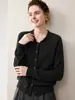 Cardigã de Cashmere Elegante e Simples com Gola Polo para Outono/Inverno Feminino, Solto e Emagrecedor, Peça de Roupa Externa Elegante, Jaqueta de Tricô de Manga Longa