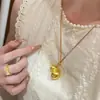 Tienda de oro con colgante de calabaza de color dorado antiguo, estilo chino nuevo, collar de calabaza Fulu, cadena de suéter ajustable, joyería