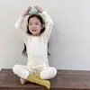 Ropa interior térmica de algodón puro para niños 10A antibacteriana para niños y niñas otoño e invierno dibujos animados ropa de casa bebé lana elástica pijama