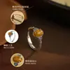 Anillo S925 de Plata con Forma de Corazón, Cara de Huevo, Piedra Peter, Patrón Xiangyun para Mujer, Estilo Étnico Retro, Ajustable, Regalo Diario