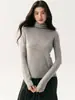 Nueva colección de otoño: Suéter de punto para mujer 100% cachemira pura, de manga larga, corte ajustado, estilo simple, cuello alto